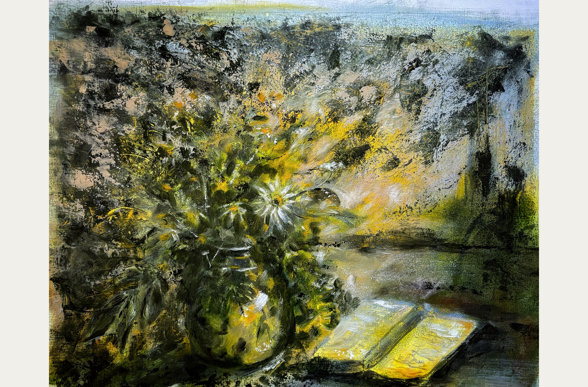 Bouquet de silences , huile sur papier, 65 x 50 cm - Raphaël Mallon - 2026