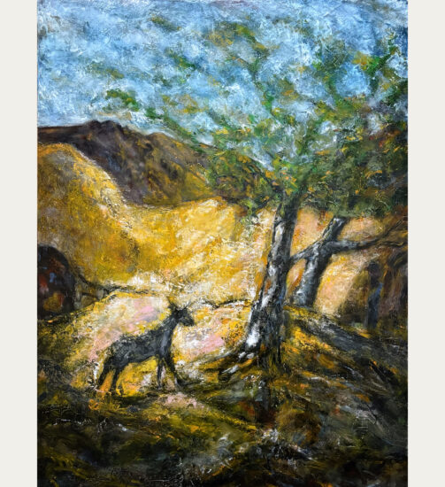 Peinture contemporaine de Raphaël Mallon intitulée Ceux qui nous échappent, œuvre figurative évoquant le passage du temps et la trace humaine.
