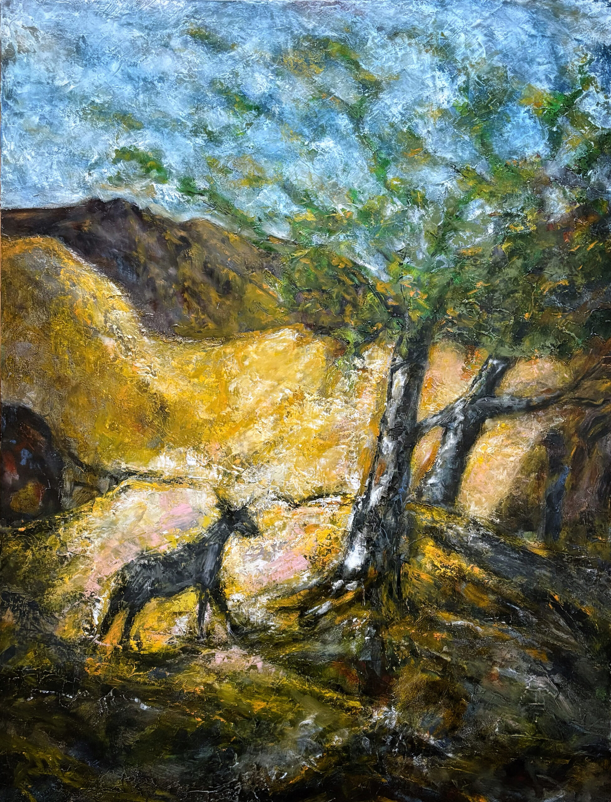 Peinture contemporaine de Raphaël Mallon intitulée Ceux qui nous échappent, œuvre figurative évoquant le passage du temps et la trace humaine.